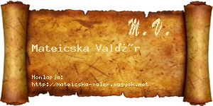 Mateicska Valér névjegykártya